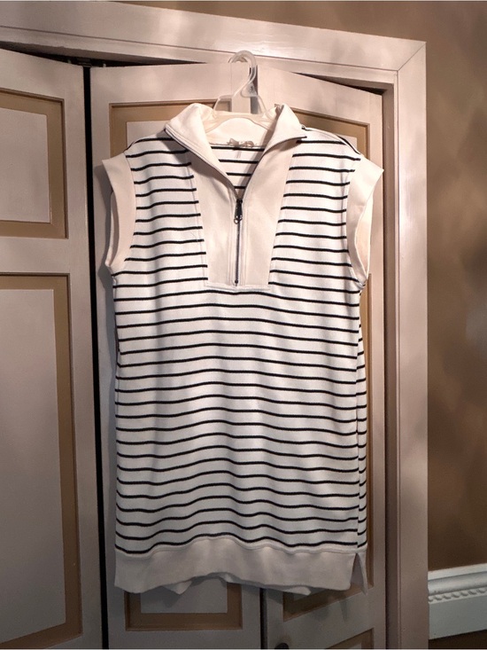 entro Dresses & Skirts - entro Cream and Black Striped Sleeveless Knit Top with Zip